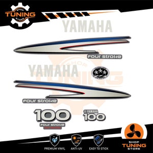 Kit Adesivi compatibile Motore Marino Fuoribordo Yamaha 100 cv - fourstroke f100  fuel injection Silver / Bianco 100 hp