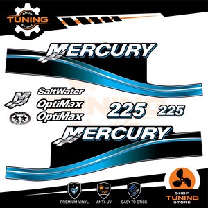 Kit Adesivi compatibile Motore Marino Fuoribordo Mercury 225 cv - OPTIMAX 225 hp
