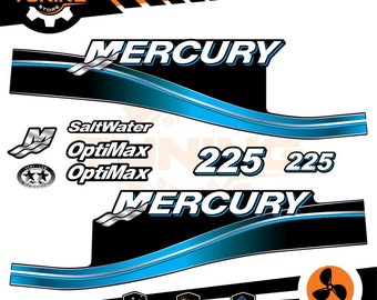 Sticker Kit Compatible with Mercury 225 HP Outboard Marine Engine - OPTIMAX 225 HP