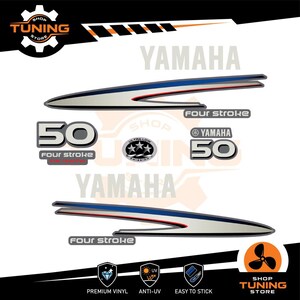 Kit Adesivi compatibile Motore Marino Fuoribordo Yamaha 50 cv - fourstroke f50  fuel injection Silver / Bianco 50 hp