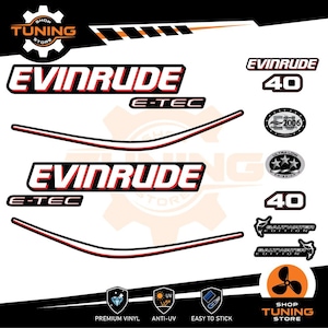 Kit Adesivi compatibile Motore Marino Fuoribordo EVINRUDE E-TEC 40 cv 40 hp