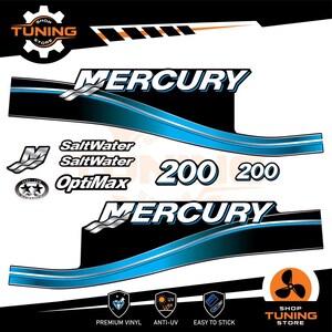 Kit Adesivi compatibile Motore Marino Fuoribordo Mercury 200 cv - SALTWATER 200 hp