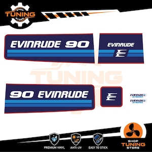 Kit Adesivi compatibile Motore Marino Fuoribordo EVINRUDE 70 cv 90 cv - Due Tempi a carburatori 70 hp 90 hp
