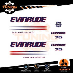 Kit Adesivi compatibile Motore Marino Fuoribordo EVINRUDE 75 cv Ficht Ram 75 hp