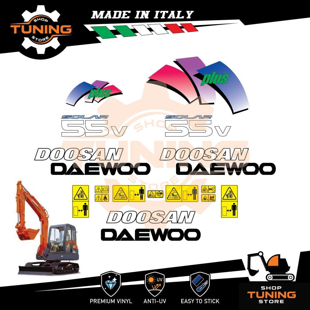 Sticker Kit Compatible Doosan Daewoo Excavator Solar 55v 75v 130w V ...