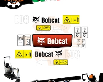 Bob Cat ショベル E08 と互換性のあるステッカー キット
