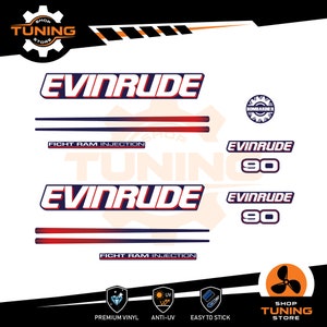 Kit Adesivi compatibile Motore Marino Fuoribordo EVINRUDE 90 cv Ficht Ram 90 hp