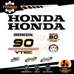 Kit Adesivi compatibile Motore Marino Fuoribordo HONDA 90 cv fourstroke verde - oro - blu - HONDA 90 cv V-TEC 90 hp