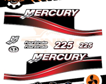 Mercury 225 hp - FourStroke 225 hp 船外機マリンエンジンと互換性のあるステッカーキット