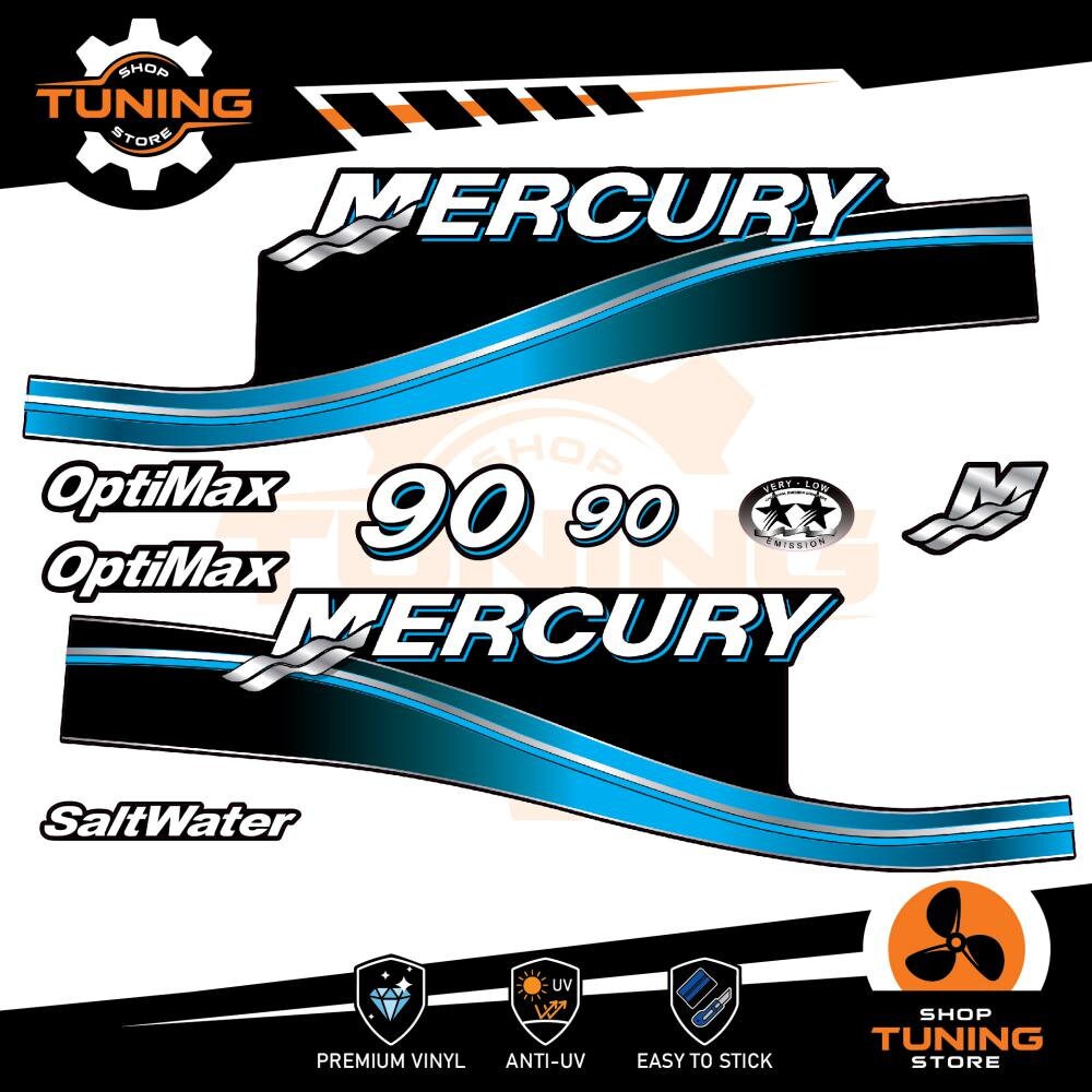 Kit D'autocollants Pour Moteur Mercury 90ch Optimax – Rouge, Neuf, Marque OraInkJet