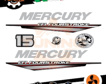 Sticker Kit Compatible with Mercury 15hp Four Stroke EFI Pro 15hp Outboard Marine Engine