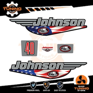 Kit Adesivi compatibile Motore Marino Fuoribordo Johnson 40 cv 40 hp
