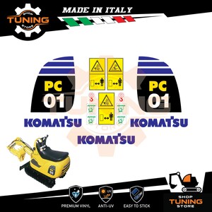 Kit Adesivi compatibile  Komatsu mini escavatore pc01-1a pc1e pc09-1 pc12r-8 pc14r-3 pc14r-3hs pc15r-8 pc16r-3 pc16r-3hs pc18mr-3