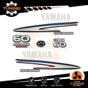 Kit Adesivi compatibile Motore Marino Fuoribordo Yamaha 60 cv - fourstroke f60  fuel injection Silver / Bianco 60 hp