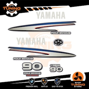 Kit Adesivi compatibile Motore Marino Fuoribordo Yamaha 90 cv - fourstroke f90  fuel injection Silver / Bianco 90 hp