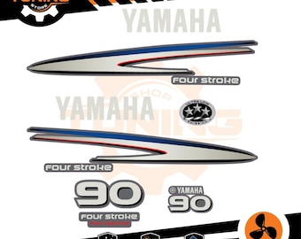 ステッカーキット ヤマハ 90 馬力船外機マリンエンジンと互換性あり - 4 ストローク f90 燃料噴射 シルバー / ホワイト 90 馬力
