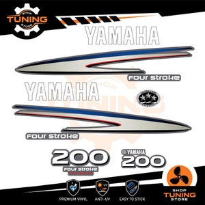Kit Adesivi compatibile Motore Marino Fuoribordo Yamaha 200 cv - fourstroke f200  fuel injection Silver / Bianco 200 hp