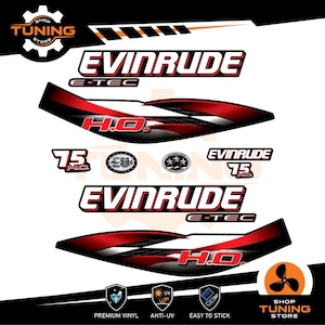 Kit Adesivi compatibile Motore Marino Fuoribordo EVINRUDE E-TEC 75 cv ho 75 hp