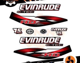 EVINRUDE E-TEC 75 hp または 75 hp 船外機マリンエンジンと互換性のあるステッカーキット