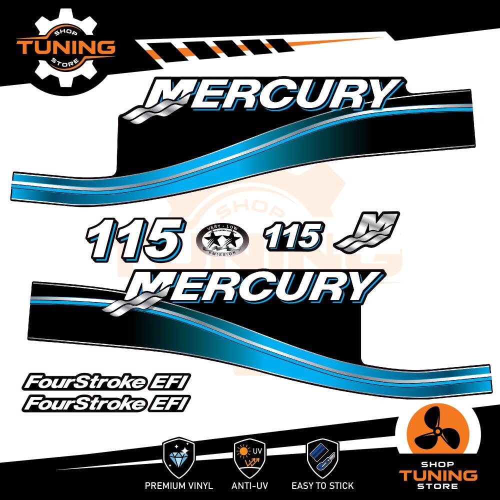 Kit Décalcomanie Mercury 115 4 Temps - Autocollants Moteur Hors-bord ORANGE - AMR Racing - Neuf