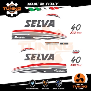 Kit Adesivi compatibile Motore Marino Fuoribordo Selva Murena 40 cv XSR Best 40 hp