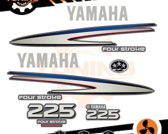 ステッカーキット ヤマハ 225 馬力船外機マリンエンジンと互換性あり - 4 ストローク f225 燃料噴射 シルバー / ホワイト 225 馬力