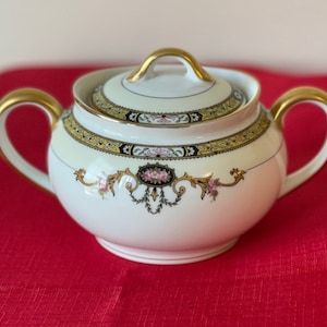 RARE Antique Noritake M &quot;Delmonte&quot; Sugar Bowl with Lid
