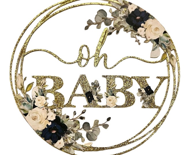 Décoration Gâteau "Oh Baby" Acrylique Doré - Pour Fête Prénatale Ou Anniversaire