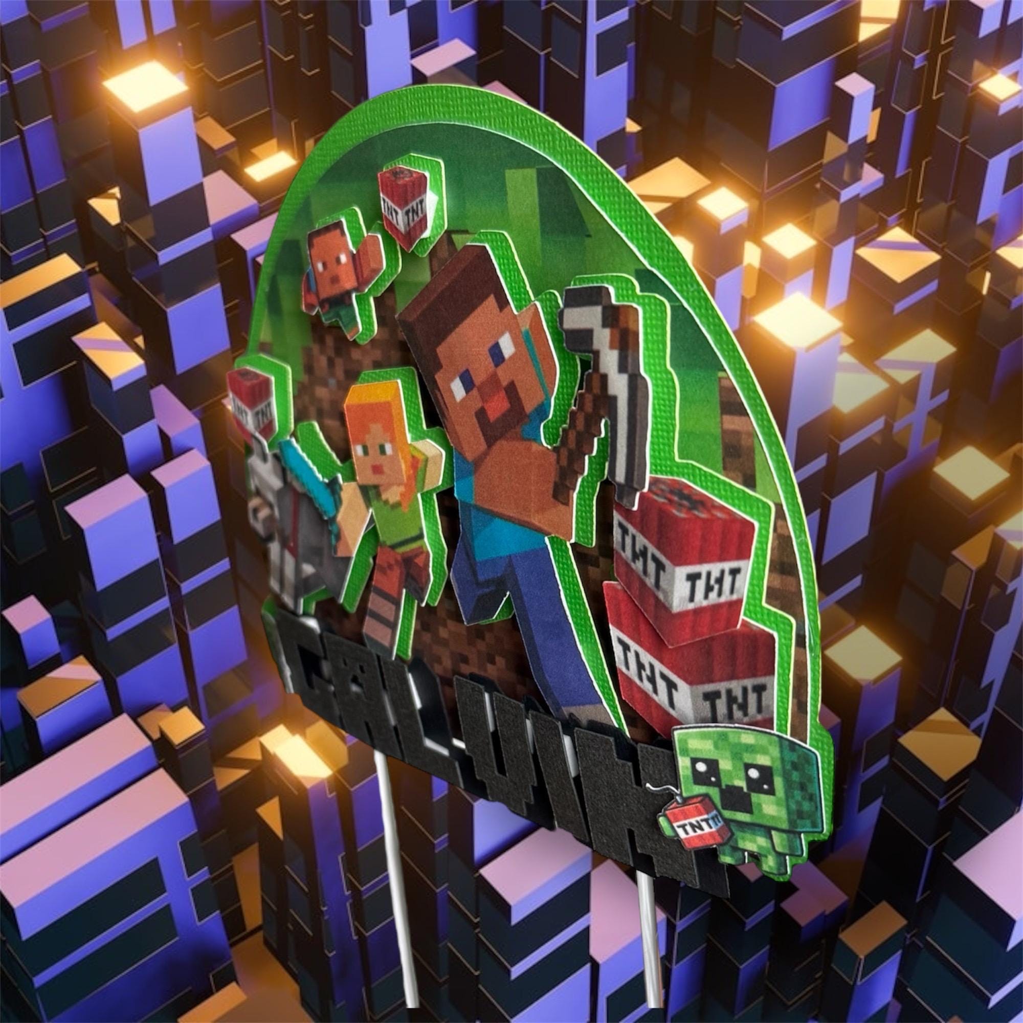 Personalized Minecraft Cake Topper