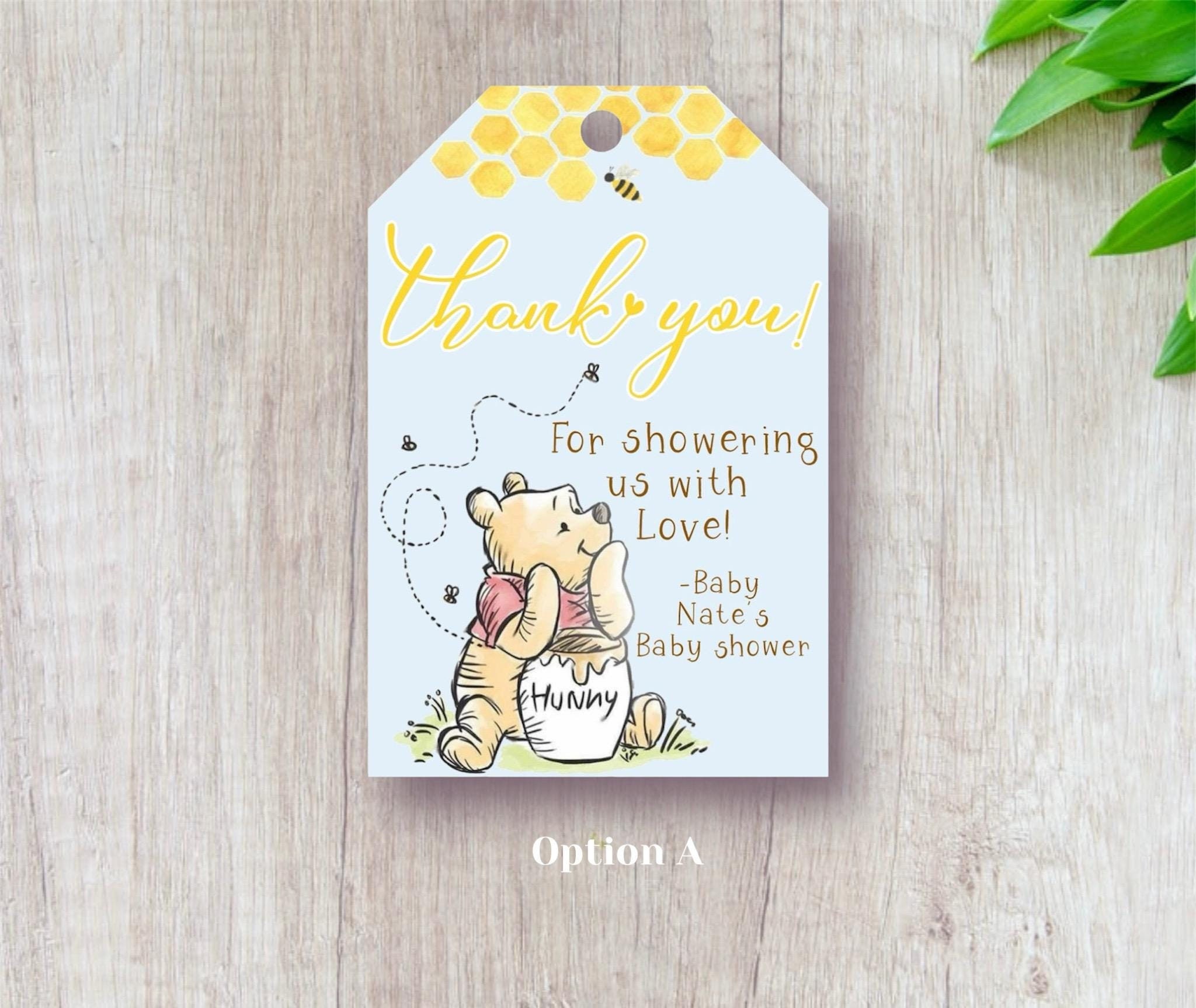 Winnie the Pooh Bear Baby Shower Gift Tags, Winnie the Pooh Tags, Baby Shower Gift Tags, Party Favors