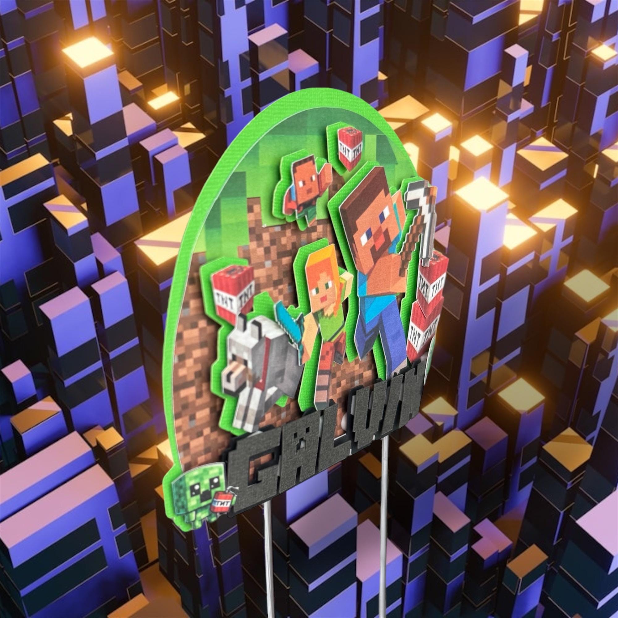 Personalized Minecraft Cake Topper