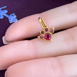 Nose Ring Nath Gold Finish/Jadau kemp Ruby and Pink /Bridal Jewelry/No need Piercing/ Press on