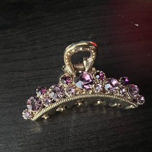 Light Pink and  Purple Hair Clip All Over/ Two Sides Stones 2 inch long