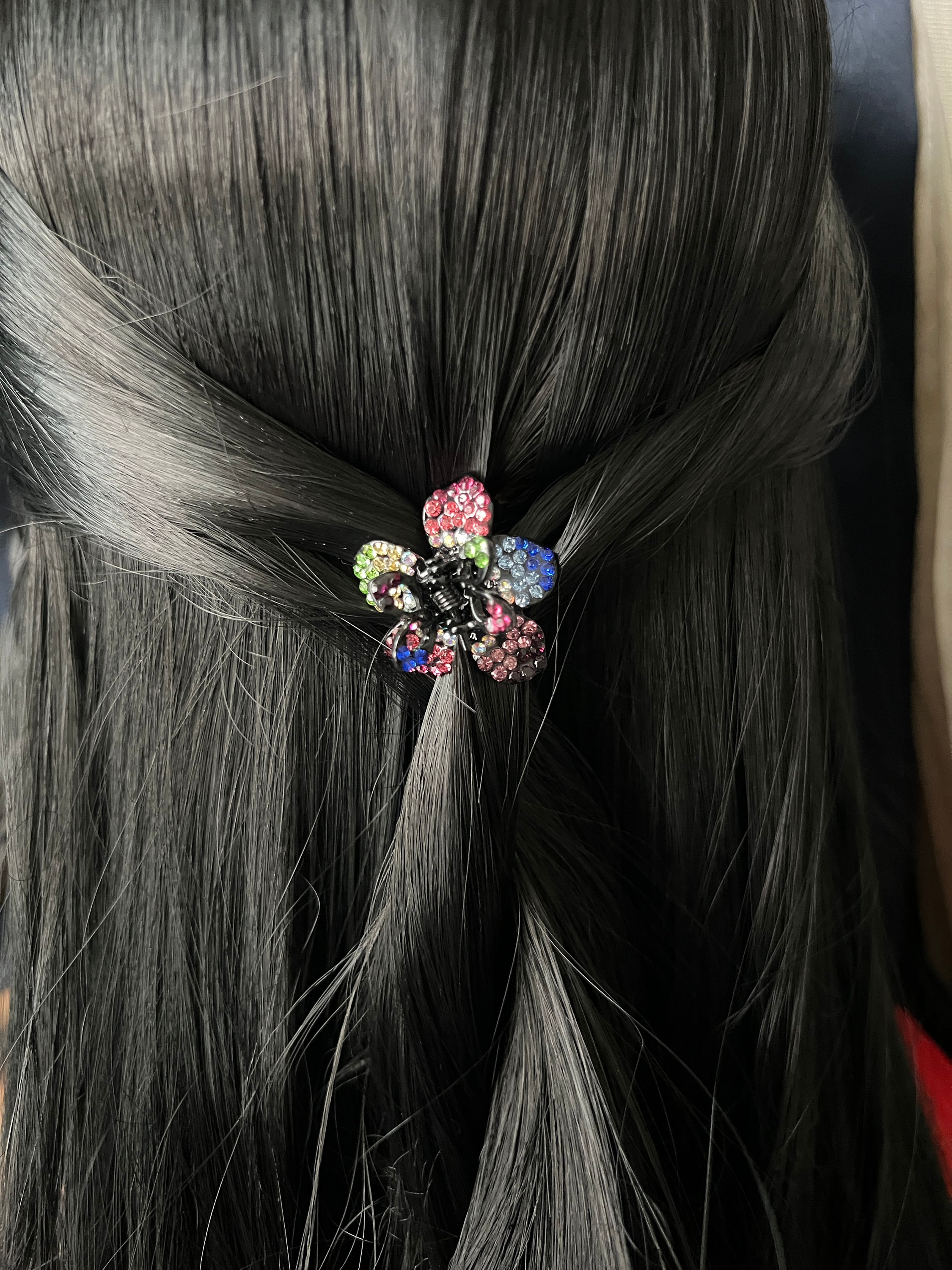 Swarovski Crystal Black and Silver Floral Hair Accessory Swarovski Crystal Flower Hair Clip: Black Finish, Cubic  main image 2