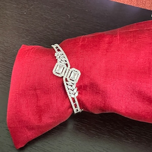 AD Stone Kada Bangle: Silver Finish Indian Bracelet