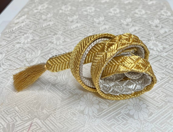 Obijime Gold and Silver Unused Flat Cord, Metal T… - image 1