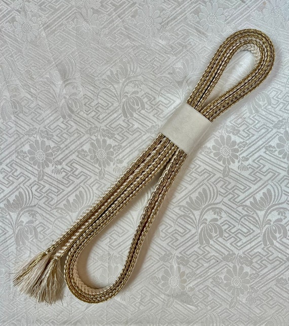 Pearl White and Gold Braided Kimono Cord, Japanes… - image 7