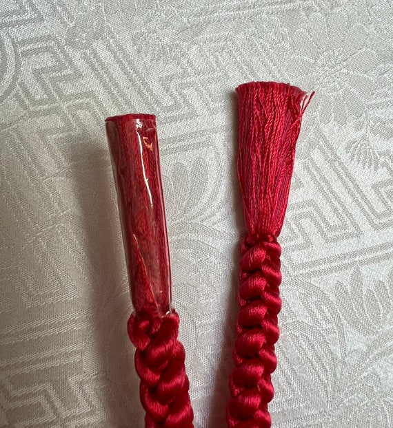 Rose Red Obijime Unused, Japanese Vintage Silk Co… - image 3