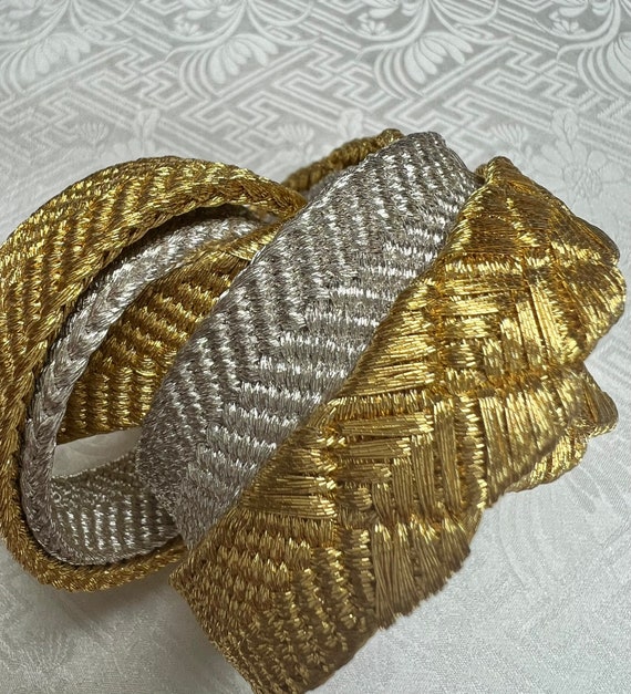 Obijime Gold and Silver Unused Flat Cord, Metal T… - image 2