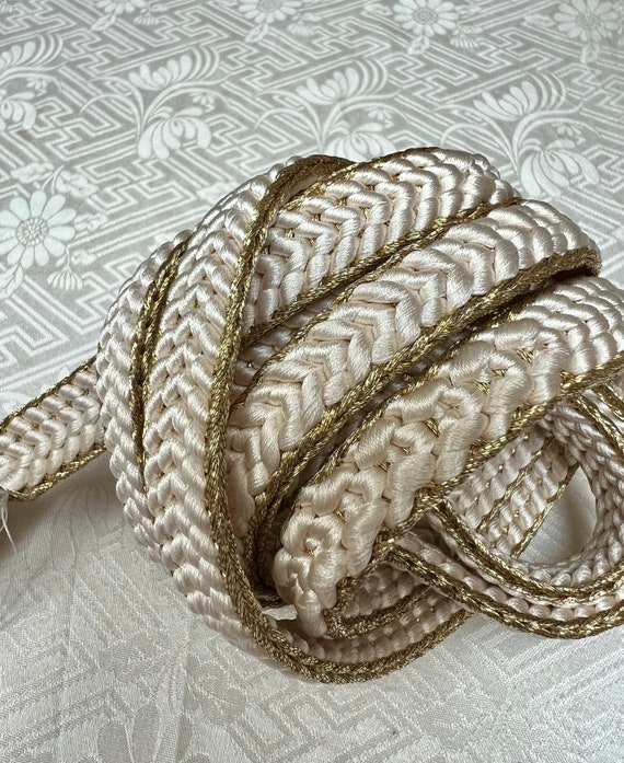Pearl White and Gold Braided Kimono Cord, Japanes… - image 2