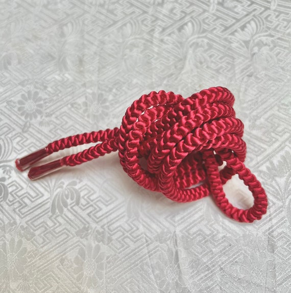 Rose Red Obijime Unused, Japanese Vintage Silk Co… - image 1