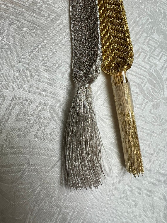 Obijime Gold and Silver Unused Flat Cord, Metal T… - image 3