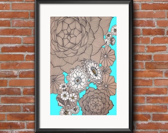 Printable art | Arizona Spring cactus flowers | Digital print download | Wall decor