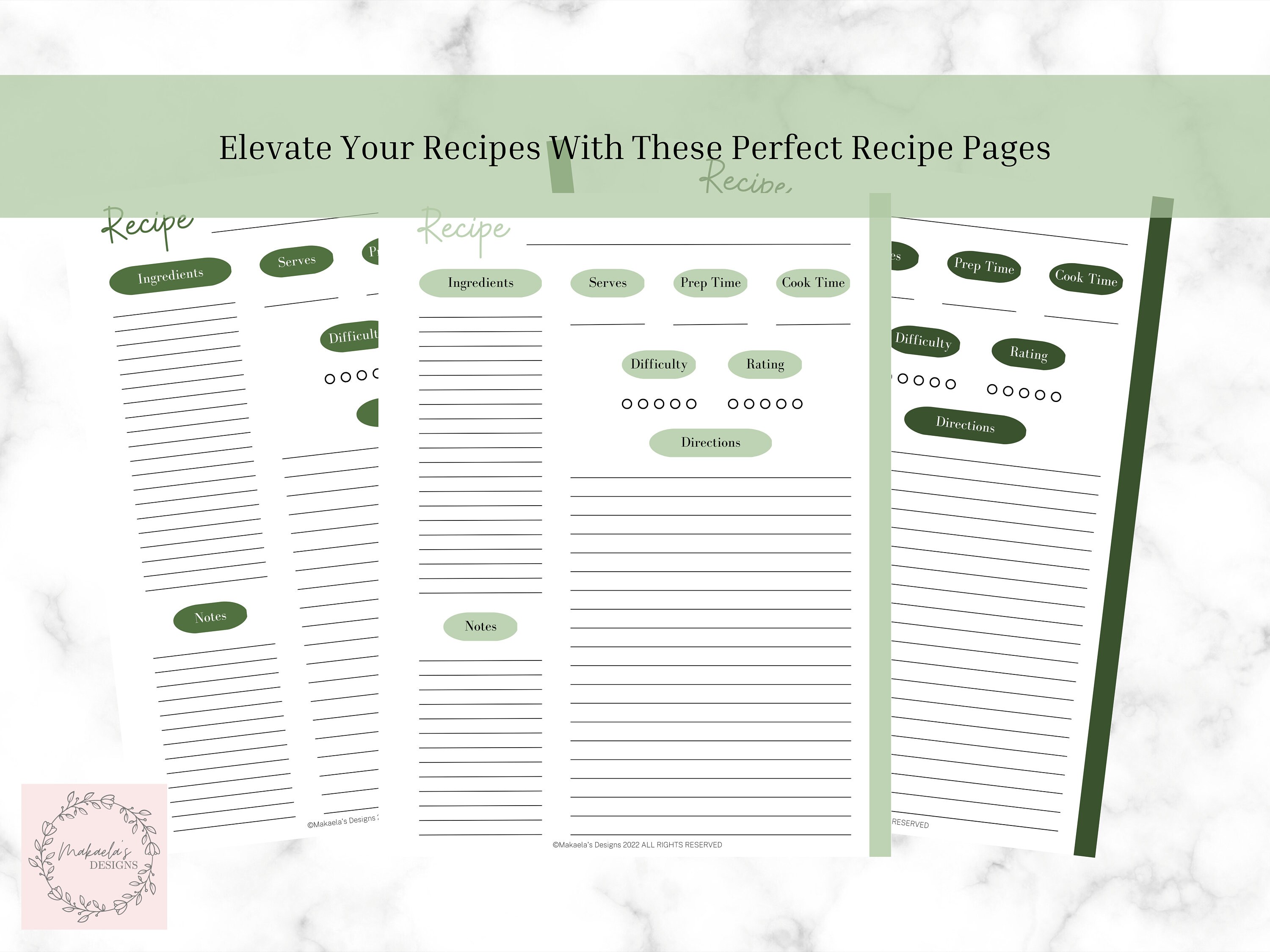 Printable Recipe Menu Recipe Page Printable | Recipe Template | Printable Recipe Card Page ...