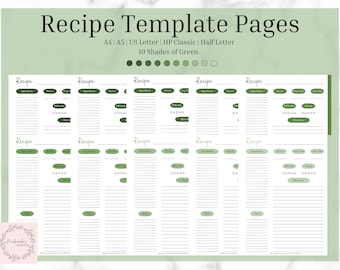 Recipe Page Printable | Recipe Template | Printable Recipe Card Page | Minimalist Kitchen Recipe | Sheet for Meal Planner | Printable PDF
