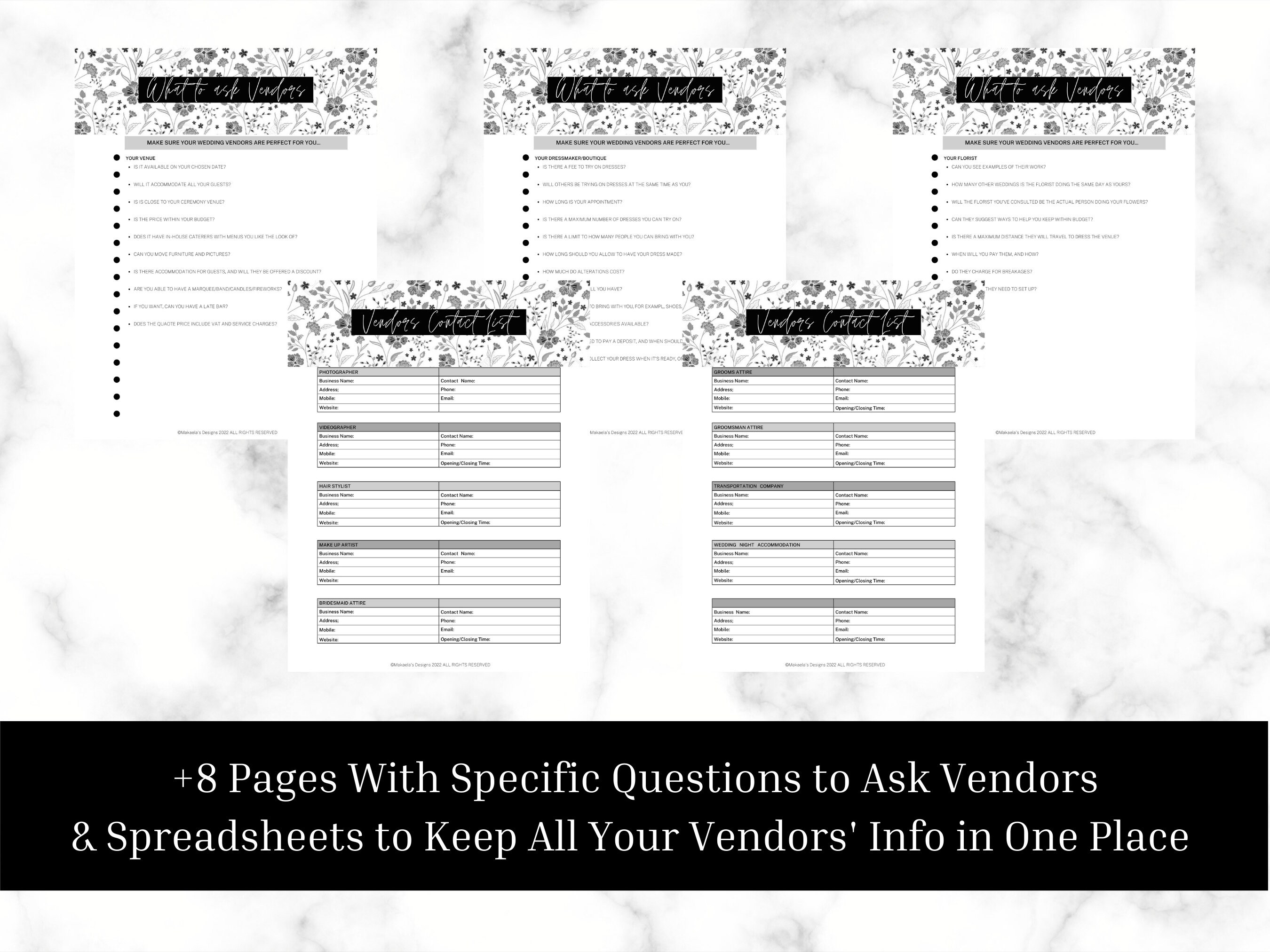 175 Page Wedding Planner Printable | Printable Wedding Kit | Wedding Binder | Wedding Planning ...