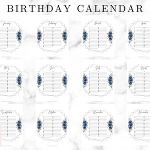 Printable Birthday Calendar | Annual Calendar | Pink Floral Calendar | Perpetual Calendar | Birthday List | Gratitude Journal | Mood Tracker
