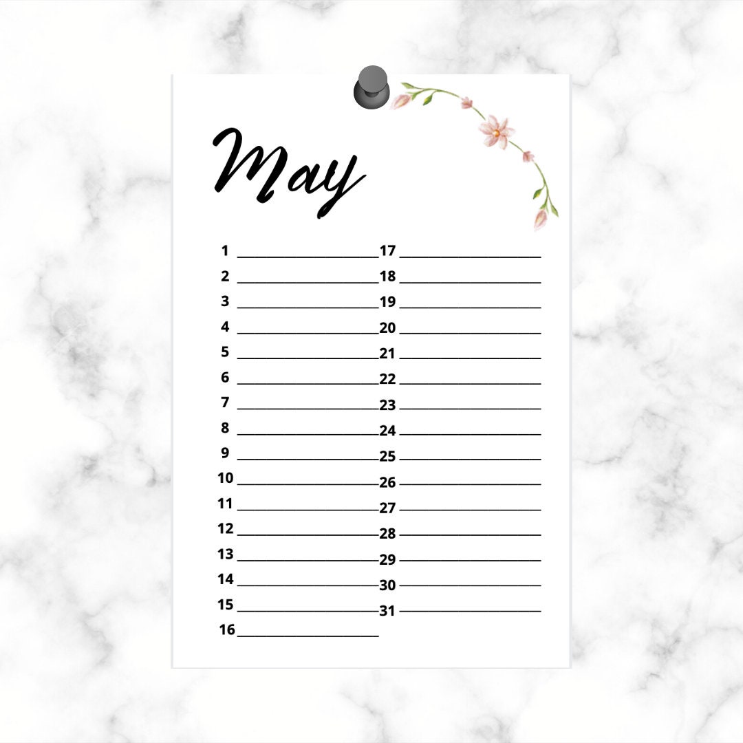Printable Birthday Calendar | Annual Events | Floral Calendar ...