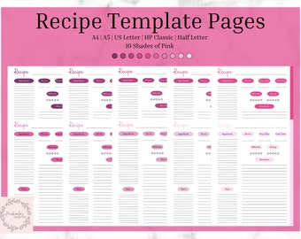 Recipe Page Printable | Recipe Template | Printable Recipe Card Page | Minimalist Kitchen Recipe | Sheet for Meal Planner | Printable PDF