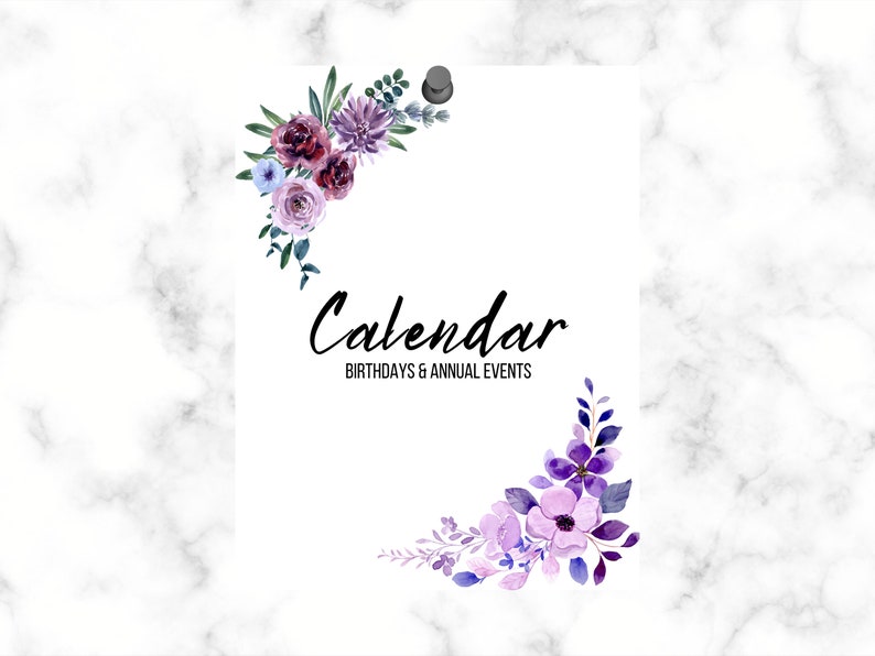 Printable Birthday Calendar | Annual Events | Floral Calendar ...